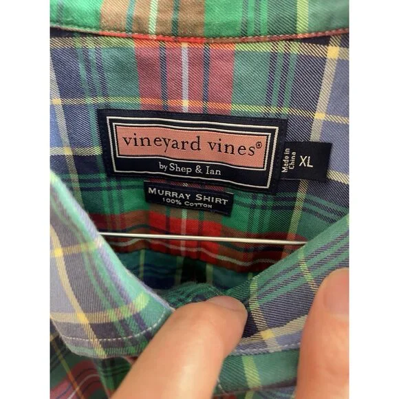 Vineyard Vines Men's Multi Color Plaid Cotton Dress Shirt Xl $178 - Picture 5 of 12